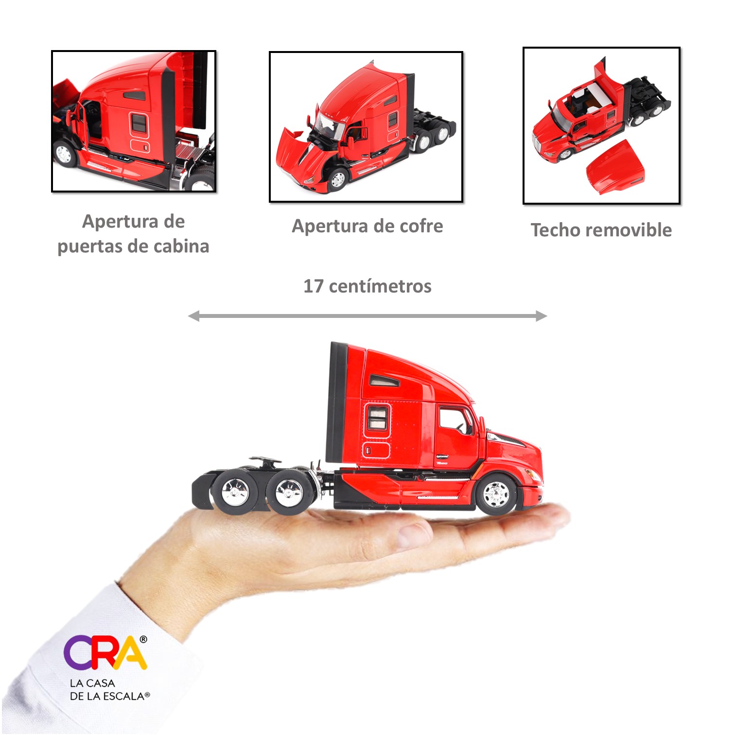 1:50 Tracto Camión Kenworth ® T680 Con Camarote (Rojo) - Imagen 11